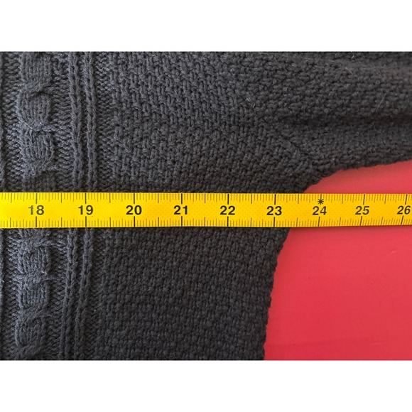 ART OF RHETORIC Mens Navy Blue Cable Knit Letter Cardigan Sweater Sz L Academia - Picture 7 of 9